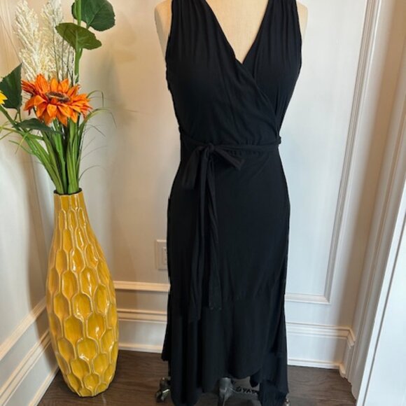 Athleta Wrap Surplice Black Knit Dress - Picture 3 of 16